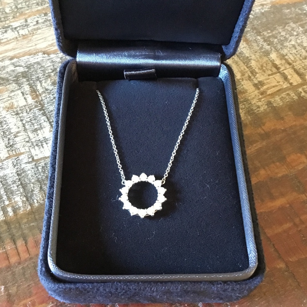 Authentic Tiffany & Co. Open Circle Diamond Platinum Pendant - Picture 5 of 16